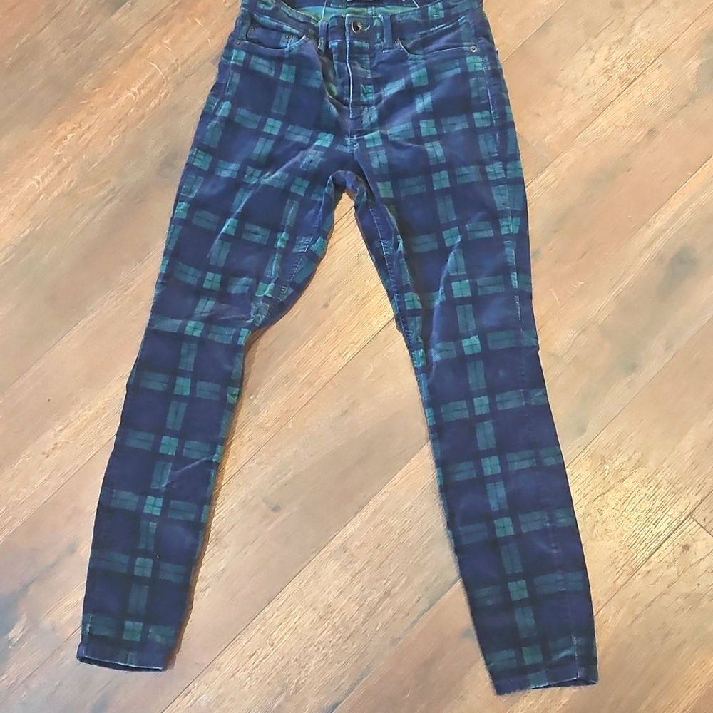 Vineyard Vines  Velour Blackwatch Tartan Plaid Skinny Pants Womens 0